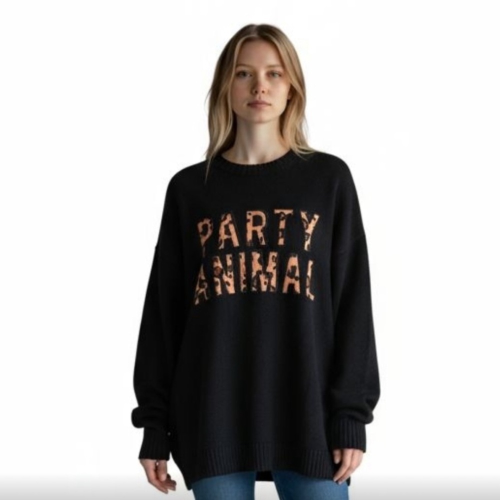Show Me Your MuMu Black Party Animal Sweater, size XL